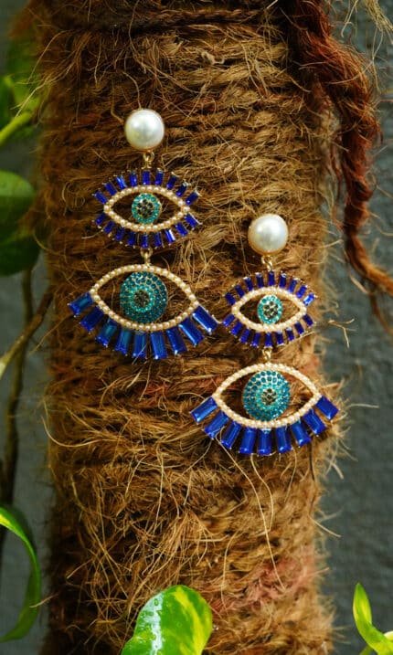Mystic Eye Duo Earrings - Blue