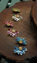 Sculpted Bloom Earrings - Red - Image 2