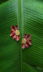 Sculpted Bloom Earrings - Red