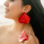 Crimson Rose Petals Earrings