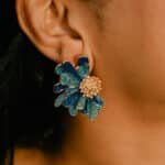 Sculpted Bloom Earrings - Blue
