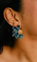 Sculpted Bloom Earrings - Blue