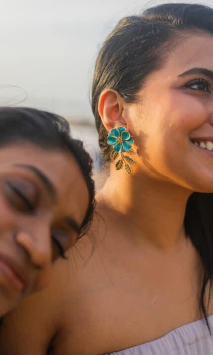 Camellia Grace Earrings - Blue