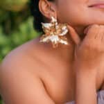 Golden Petal Statement Earrings