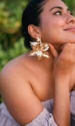 Golden Petal Statement Earrings