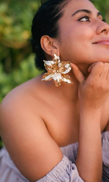 Golden Petal Statement Earrings