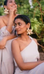 Golden Petal Statement Earrings - Image 2