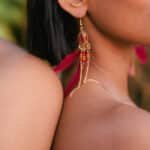Nomadic Feather Earrings - Deep red